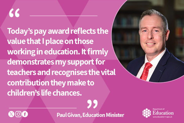 Givan welcomes agreement on teachers’ pay | Department of Education