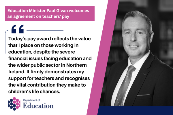Givan welcomes agreement on teachers’ pay | Department of Education