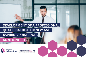 Illustrated graphics that says - Development of a professional qualification for new and aspiring principals, announced.