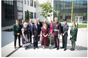 Photo of the Education Minister with the Principal, Governors, pupils and special guests at the official opening of Down High School.