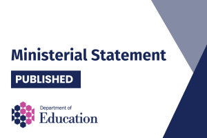 Illustrated graphics that says - Ministerial Statement, Published.
