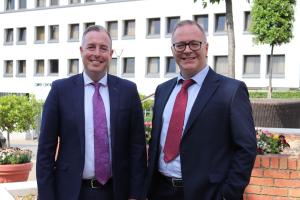 Image of Education Minister Paul Givan and Tom Bennett.