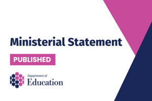 Illustrated graphic with added text "Ministerial Statement PUBLISHED"